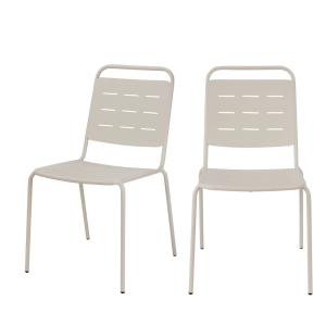 Lot de 4 chaises de jardin en métal - Beige