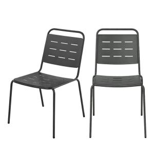 Lot de 4 chaises de jardin en métal - Gris foncé