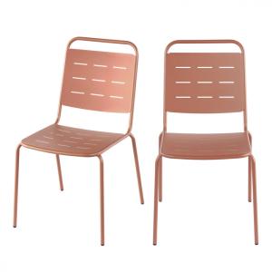 Lot de 4 chaises de jardin en métal - Terracotta