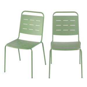 Lot de 4 chaises de jardin en métal - Vert