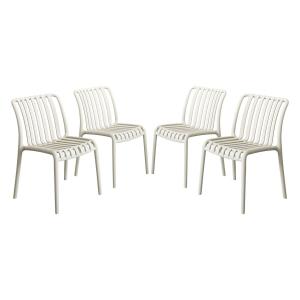 Lot de 4 chaises de jardin en plastique beige