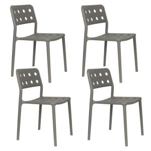 Lot de 4 chaises de jardin en plastique gris