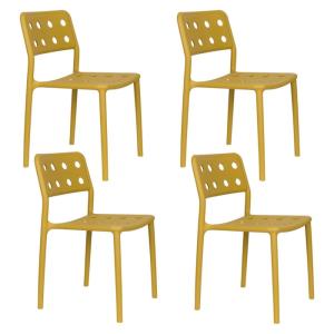 Lot de 4 chaises de jardin en plastique jaune