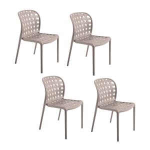 Lot de 4 chaises de jardin en polypropylène gris