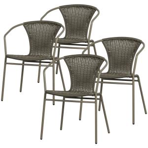 Lot de 4 Chaises de jardin en rotin vert