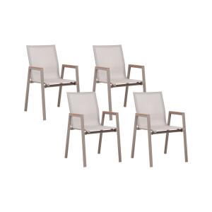 Lot de 4 chaises de jardin métal taupe