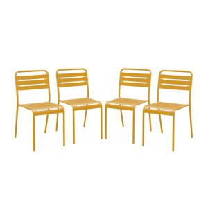 Lot de 4 chaises de jardin, ocre