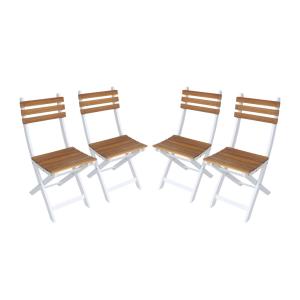 Lot de 4 chaises de jardin pliables acacia blanc