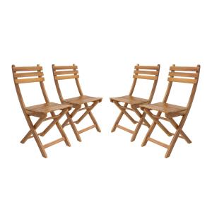 Lot de 4 chaises de jardin pliables acacia naturel