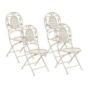 Lot de 4 chaises de jardin pliant métal blanc cassé