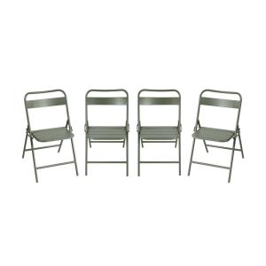 Lot de 4 chaises de jardin pliante acier kaki