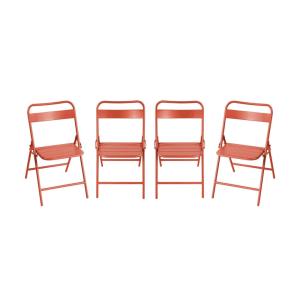 Lot de 4 chaises de jardin pliante acier terracotta