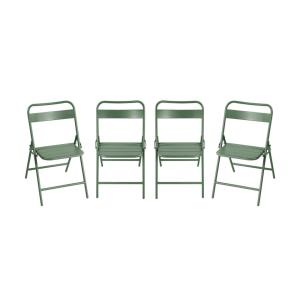 Lot de 4 chaises de jardin pliante acier vert