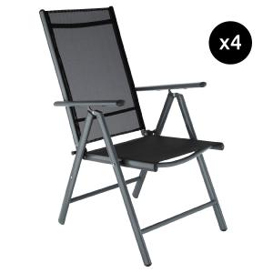 Lot de 4 chaises de jardin Résistantes aux intempéries gris…