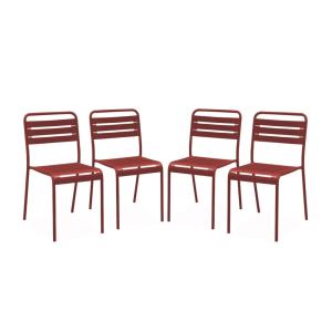Lot de 4 chaises de jardin, terre de sienne