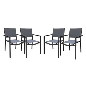 Lot de 4 chaises de jardins empilables, anthracite