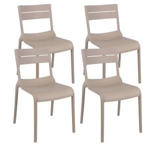 Lot de 4 chaises de terrasse en plastique beige