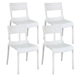 Lot de 4 chaises de terrasse en plastique blanches