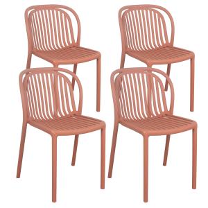 Lot de 4 chaises de terrasse en plastique terracotta