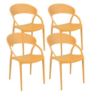 Lot de 4 chaises de terrasse jaune moutarde