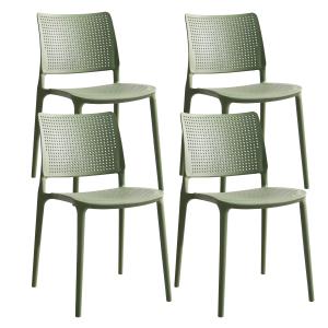 Lot de 4 chaises de terrasse vert cactus en plastique