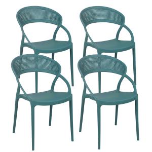 Lot de 4 chaises de terrasse vert foncé