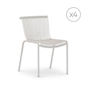 Lot de 4 chaises empilables aluminium beige