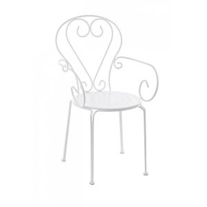 Lot de 4 chaises empilables en acier blanc, avec accoudoirs