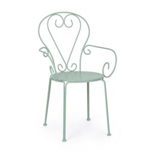 Lot de 4 chaises empilables en acier vert clair, avec accou…