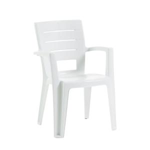 Lot de 4 chaises empilables en résine avec accoudoirs blanc