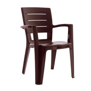 Lot de 4 chaises empilables en résine avec accoudoirs Moka