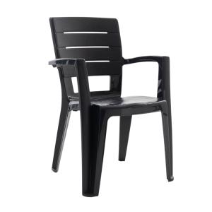 Lot de 4 chaises empilables en résine avec accoudoirs noir