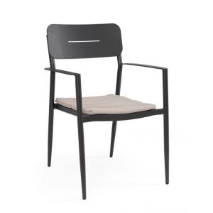 Lot de 4 chaises en aluminium anthracite avec coussin imper…