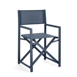 Lot de 4 chaises en aluminium bleu et textilène bleu