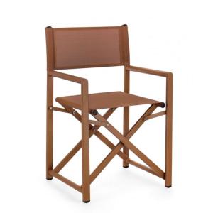 Lot de 4 chaises en aluminium et textilène couleur rouille