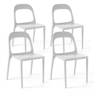 Lot de 4 chaises en plastique blanc