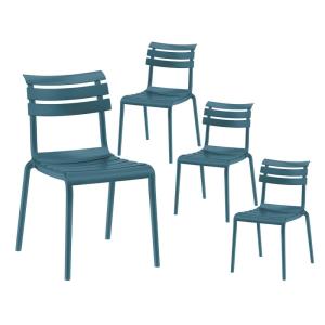 Lot de 4 chaises en plastique recyclé et polypropylène turq…