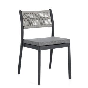 Lot de 4 chaises en polypropylène anthracite et corde tress…