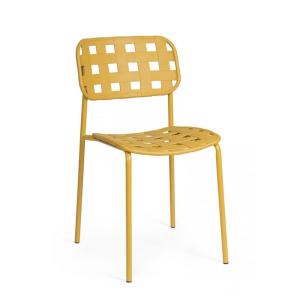 Lot de 4 chaises en polypropylène jaune et structure en aci…