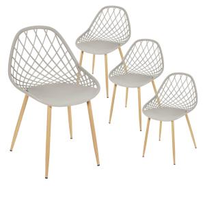 Lot  de 4 chaises gris taupe coque arrondie