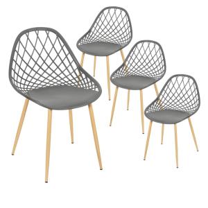 Lot  de 4 chaises grises coque arrondie