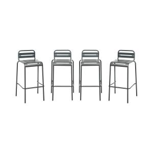 Lot de 4 chaises hautes de jardin, anthracite