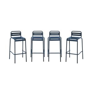 Lot de 4 chaises hautes de jardin, bleu marine