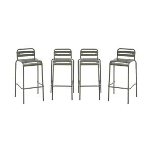 Lot de 4 chaises hautes de jardin, kaki