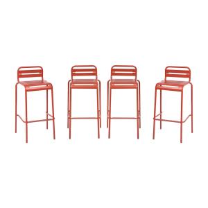 Lot de 4 chaises hautes de jardin, terracotta