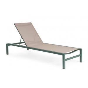 Lot de 4 chaises longues en aluminium vert et textilène tou…