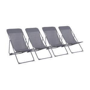 Lot de 4 chaises pliantes anthracite textilene