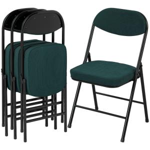 Lot de 4 chaises pliantes portables en velours côtelé bleu