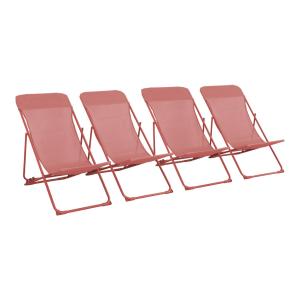 Lot de 4 chaises pliantes terracotta textilene