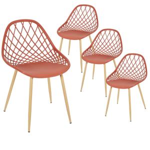 Lot  de 4 chaises terracotta coque arrondie